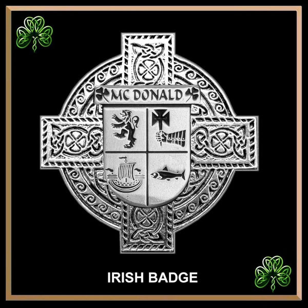 McDonald Irish Family Coat Of Arms Celtic Cross Badge