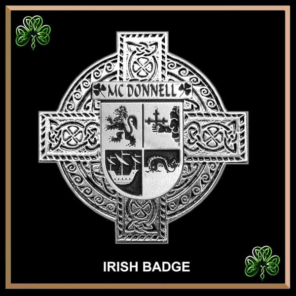 McDonnell Irish Family Coat Of Arms Celtic Cross Badge