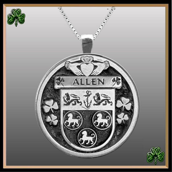 Allen Irish Coat of Arms Disk Pendant, Irish