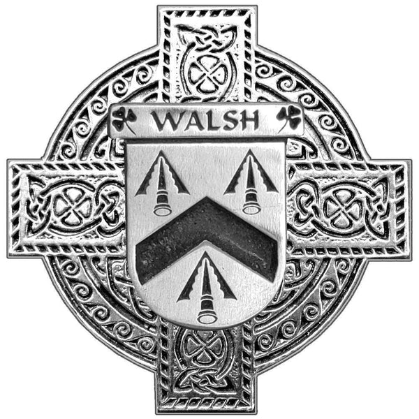 Walsh Irish Family Coat Of Arms Celtic Cross Badge