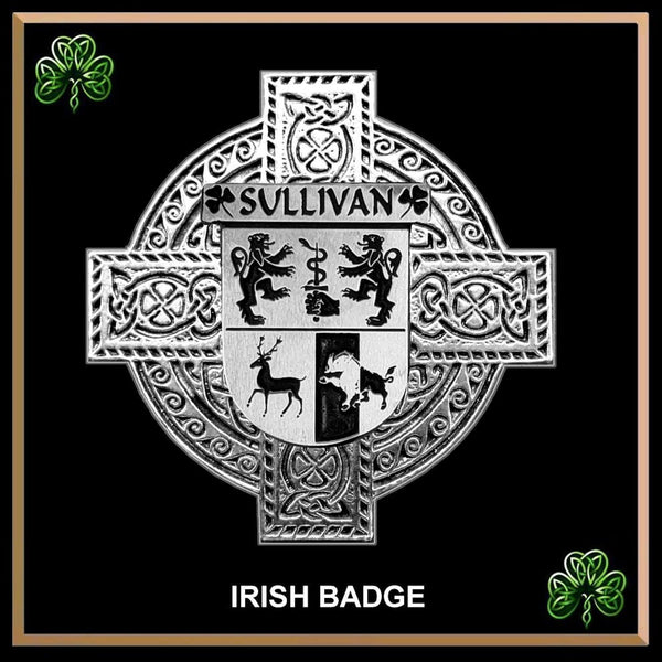 Sullivan Irish Family Coat Of Arms Celtic Cross Badge