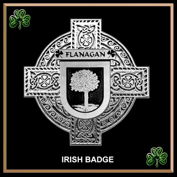 Flanagan Irish Coat of Arms Celtic Cross Badge