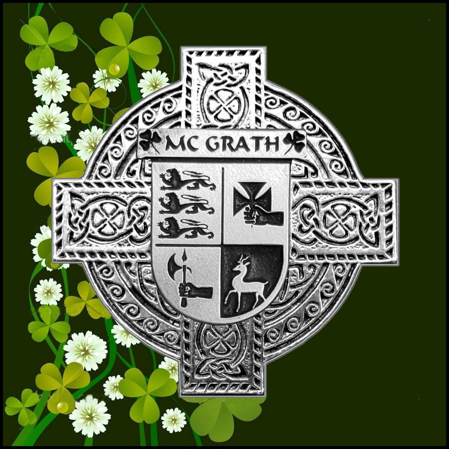 McGrath Irish Family Coat Of Arms Celtic Cross Badge