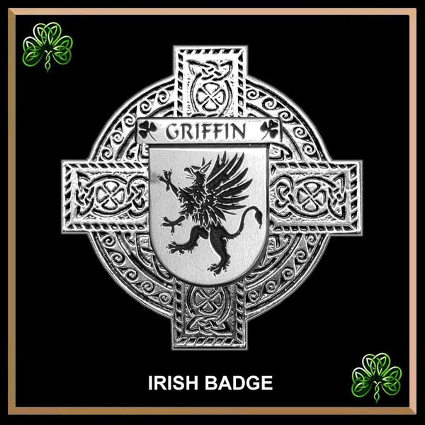 Griffin Irish Family Coat Of Arms Celtic Cross Badge