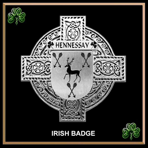 Hennessay Irish Coat of Arms Celtic Cross Badge