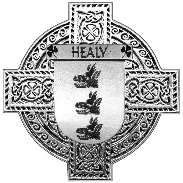 Healy Irish Coat of Arms Celtic Cross Badge