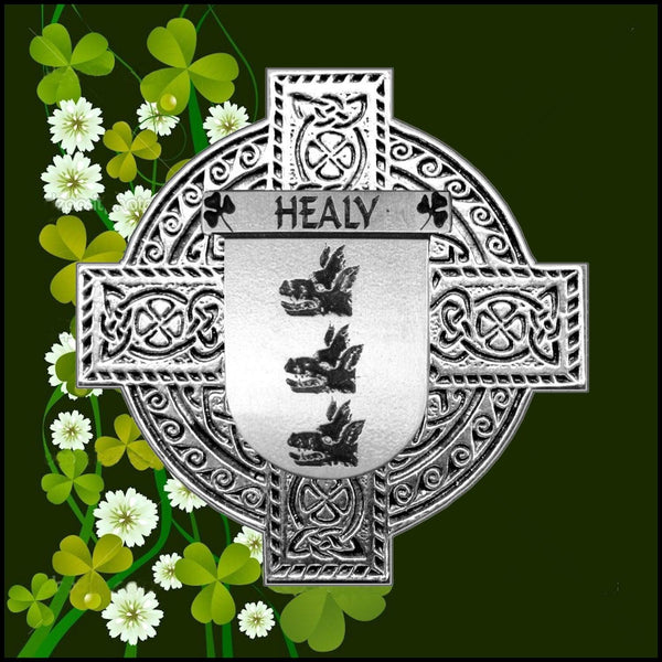 Healy Irish Coat of Arms Celtic Cross Badge