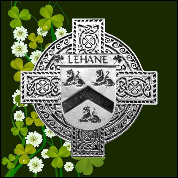 Lehane Irish Coat of Arms Celtic Cross Badge