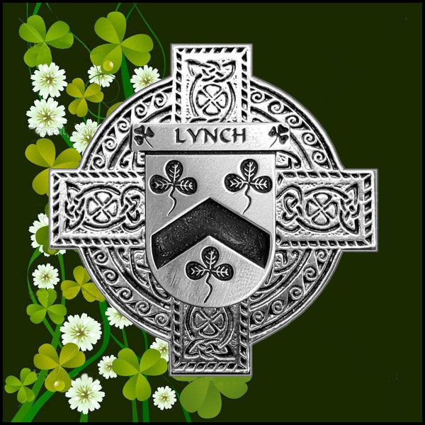 Lynch Irish Family Coat Of Arms Celtic Cross Badge