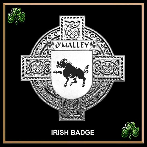 O'Malley Irish Coat of Arms Celtic Cross Badge