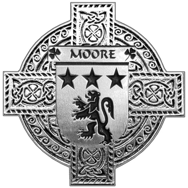 Moore Irish Coat of Arms Celtic Cross Badge