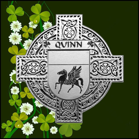 Quinn Irish Coat of Arms Celtic Cross Badge
