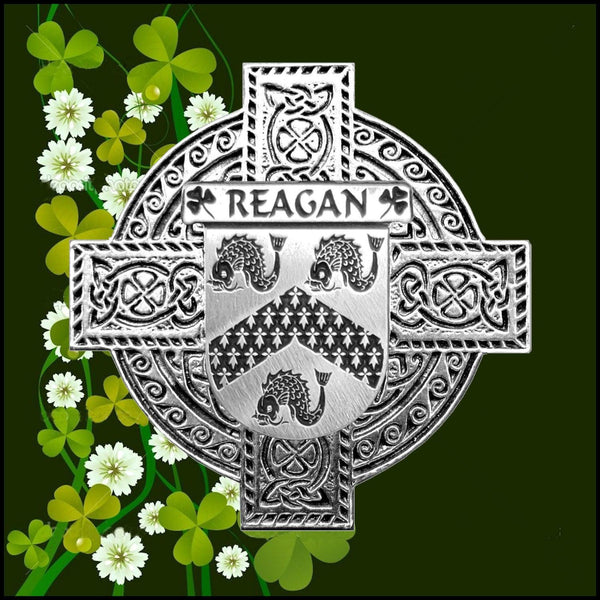 Reagan Irish Family Coat Of Arms Celtic Cross Badge