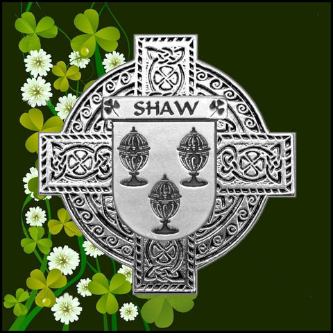 Shaw Irish Coat of Arms Celtic Cross Badge