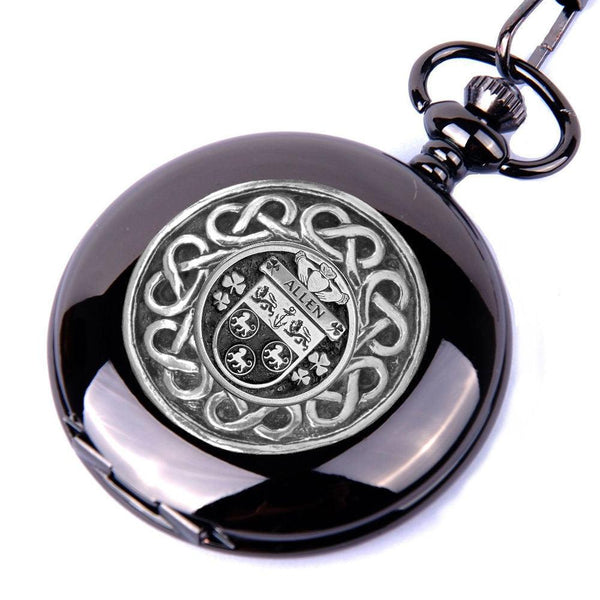 Allen Irish Coat of Arms Black Pocket Watch