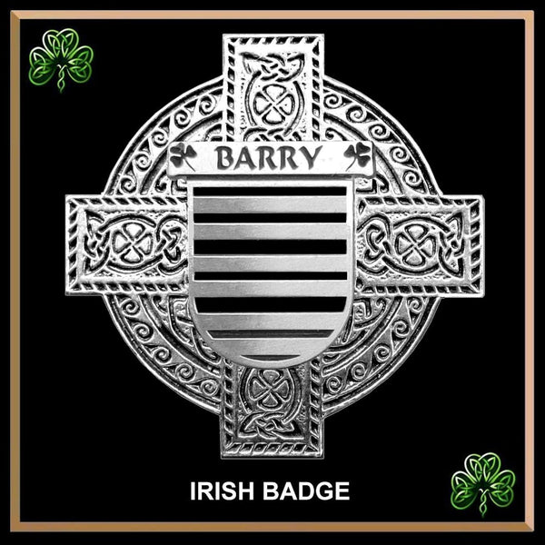 Barry Irish Family Coat Of Arms Celtic Cross Badge