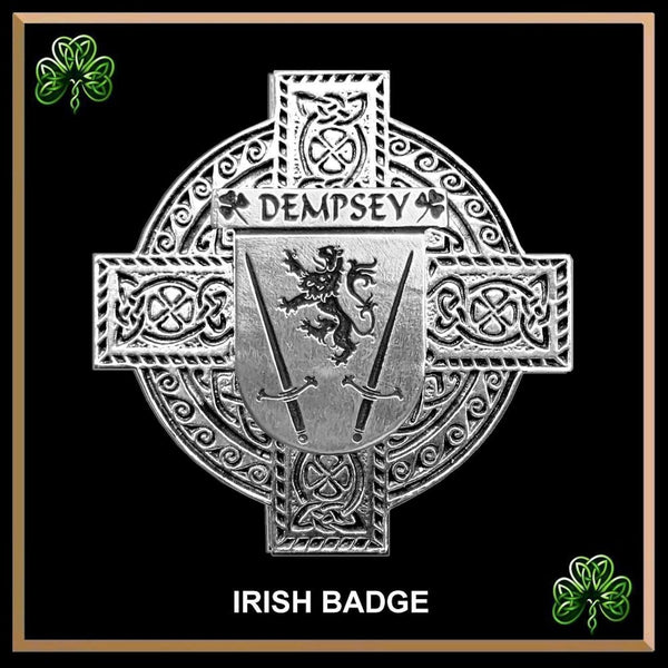 Dempsey Irish Coat of Arms Celtic Cross Badge