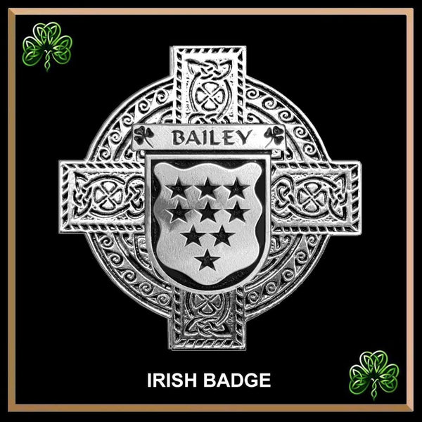 Bailey Irish Coat of Arms Celtic Cross Badge
