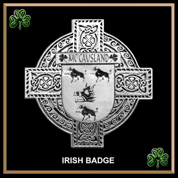 McCausland Irish Coat of Arms Celtic Cross Badge