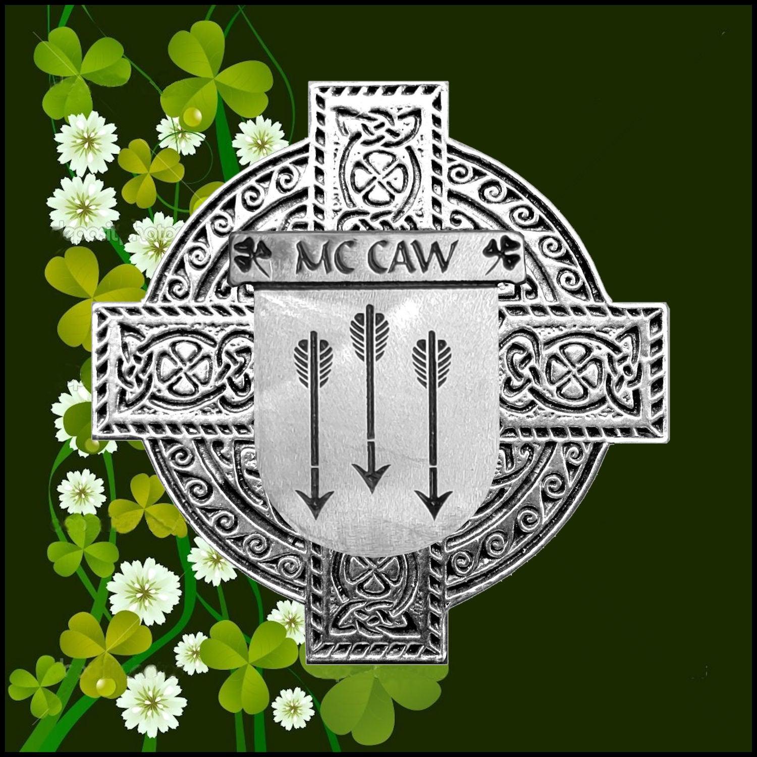 McCaw Irish Coat of Arms Celtic Cross Badge