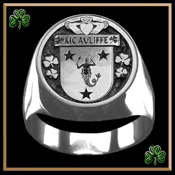 McAuliffe Irish Coat of Arms Gents Ring IC100