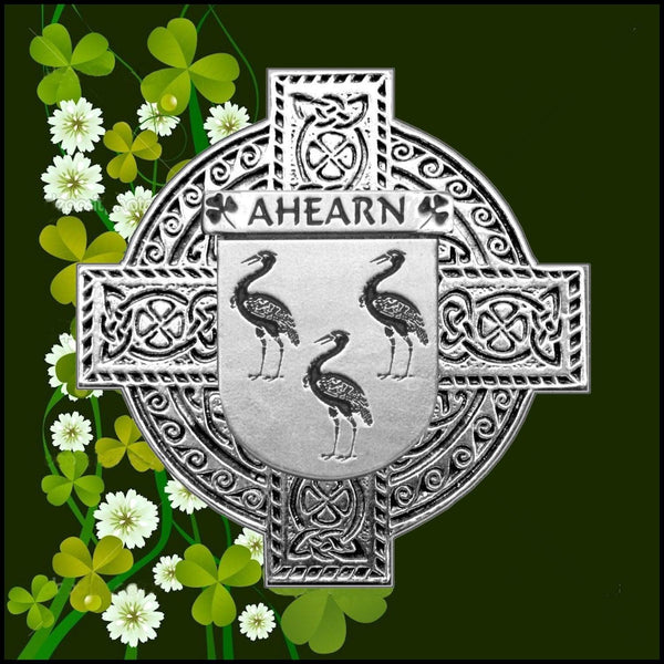 Ahearn Irish Celtic Cross Badge 8 oz. Flask Green, Black or Stainless