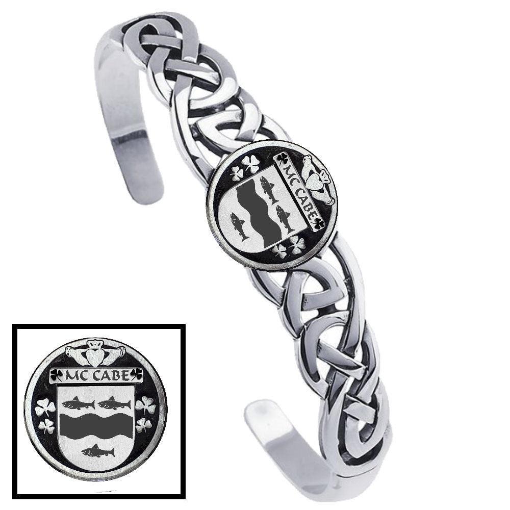 McCabe Irish Coat of Arms Disk Cuff Bracelet - Sterling Silver