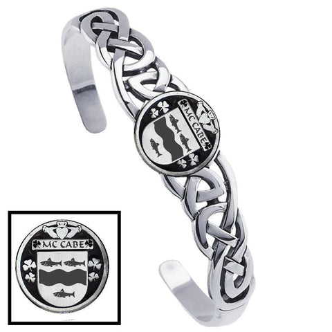 McCabe Irish Coat of Arms Disk Cuff Bracelet - Sterling Silver