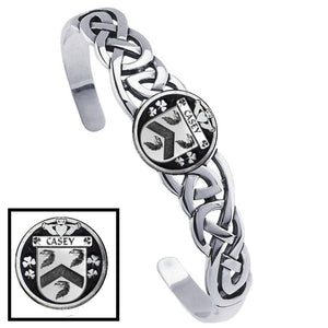 Casey Irish Coat of Arms Disk Cuff Bracelet - Sterling Silver