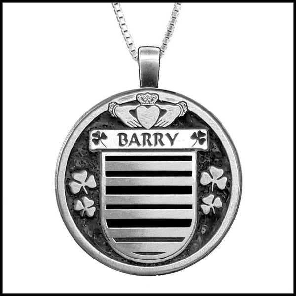 Barry Irish Coat of Arms Disk Pendant, Irish