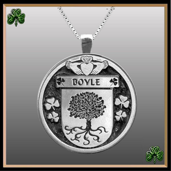 Boyle Irish Coat of Arms Disk Pendant, Irish