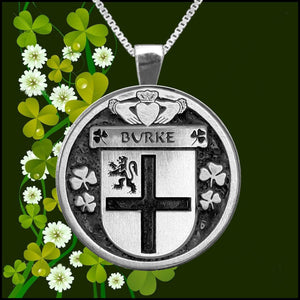 Burke Irish Coat of Arms Disk Pendant, Irish