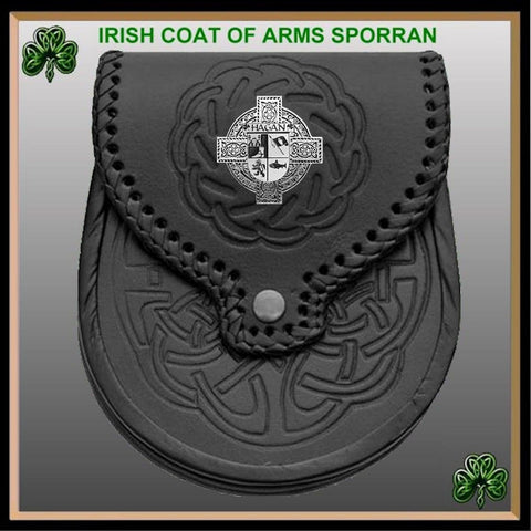 Hagan Irish Coat of Arms Sporran, Genuine Leather