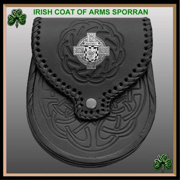 Mooney Irish Coat of Arms Sporran, Genuine Leather