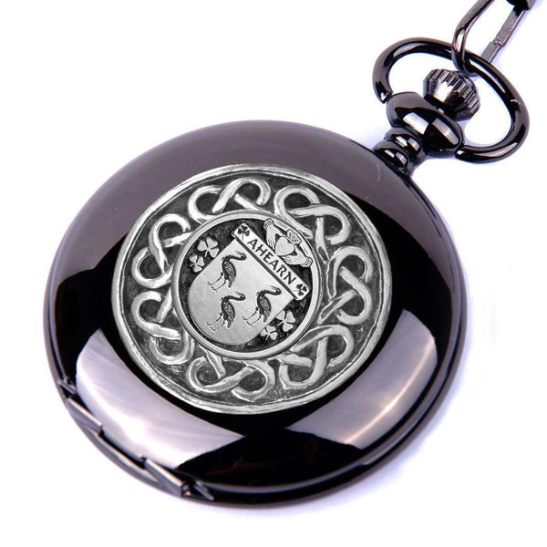 Ahearn Irish Coat of Arms Black or Stainless Pocket Watch