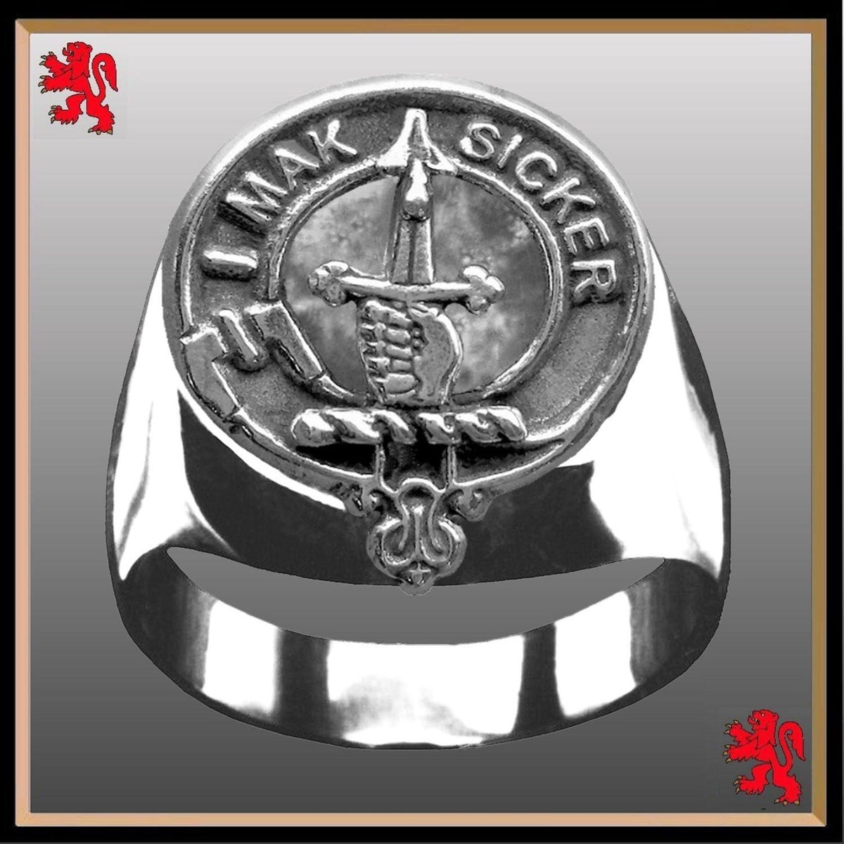 Kirkpatrick Scottish Clan Crest Ring GC100 ~ Sterling Silver and Karat ...
