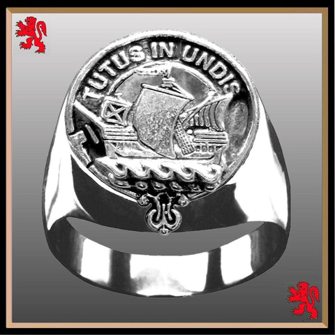 Wood Scottish Clan Crest Ring GC100  ~  Sterling Silver and Karat Gold