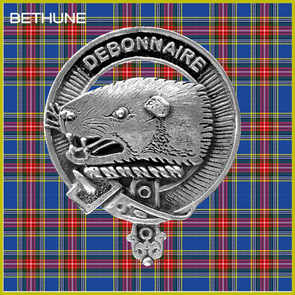 Bethune Clan Crest Badge Glass Beer Mug