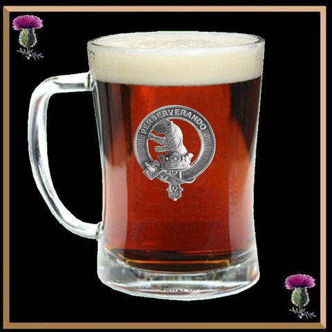 Beveridge Clan Crest Badge Glass Beer Mug