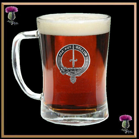 Blaine Clan Crest Badge Glass Beer Mug