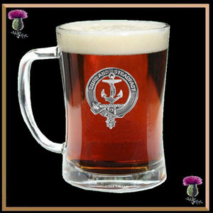 Clark Clan Crest Badge Glass Beer Mug