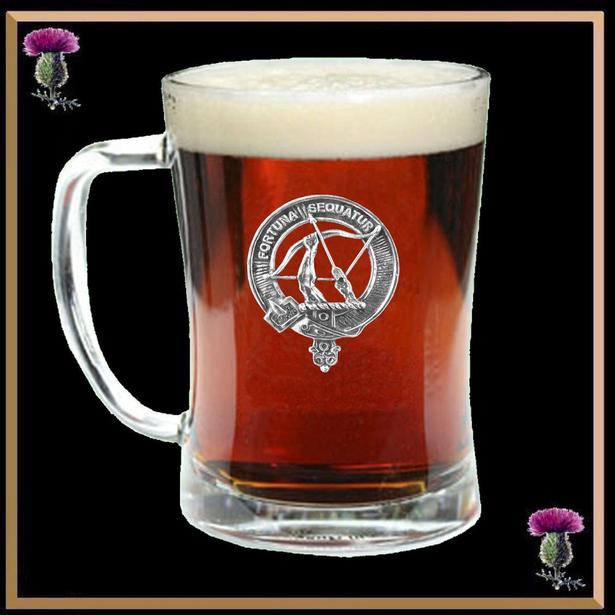 Hunter Polmood  Crest Badge Beer Mug, Scottish Glass Tankard