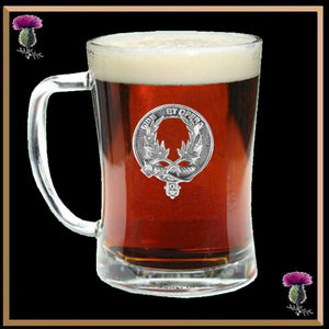 MacArthur Clan Crest Badge Glass Beer Mug