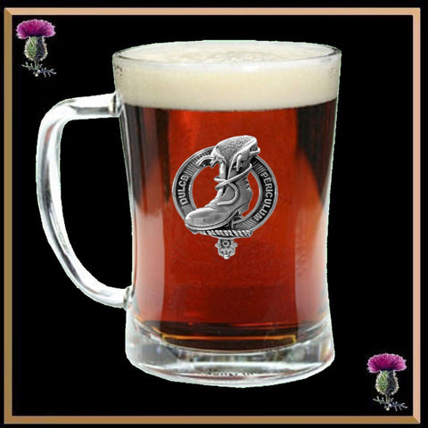 MacAulay Clan Crest Badge Glass Beer Mug
