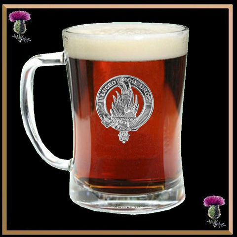 MacKenzie Clan Crest Badge Glass Beer Mug