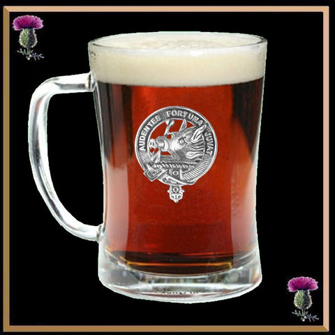 MacKinnon Clan Crest Badge Glass Beer Mug