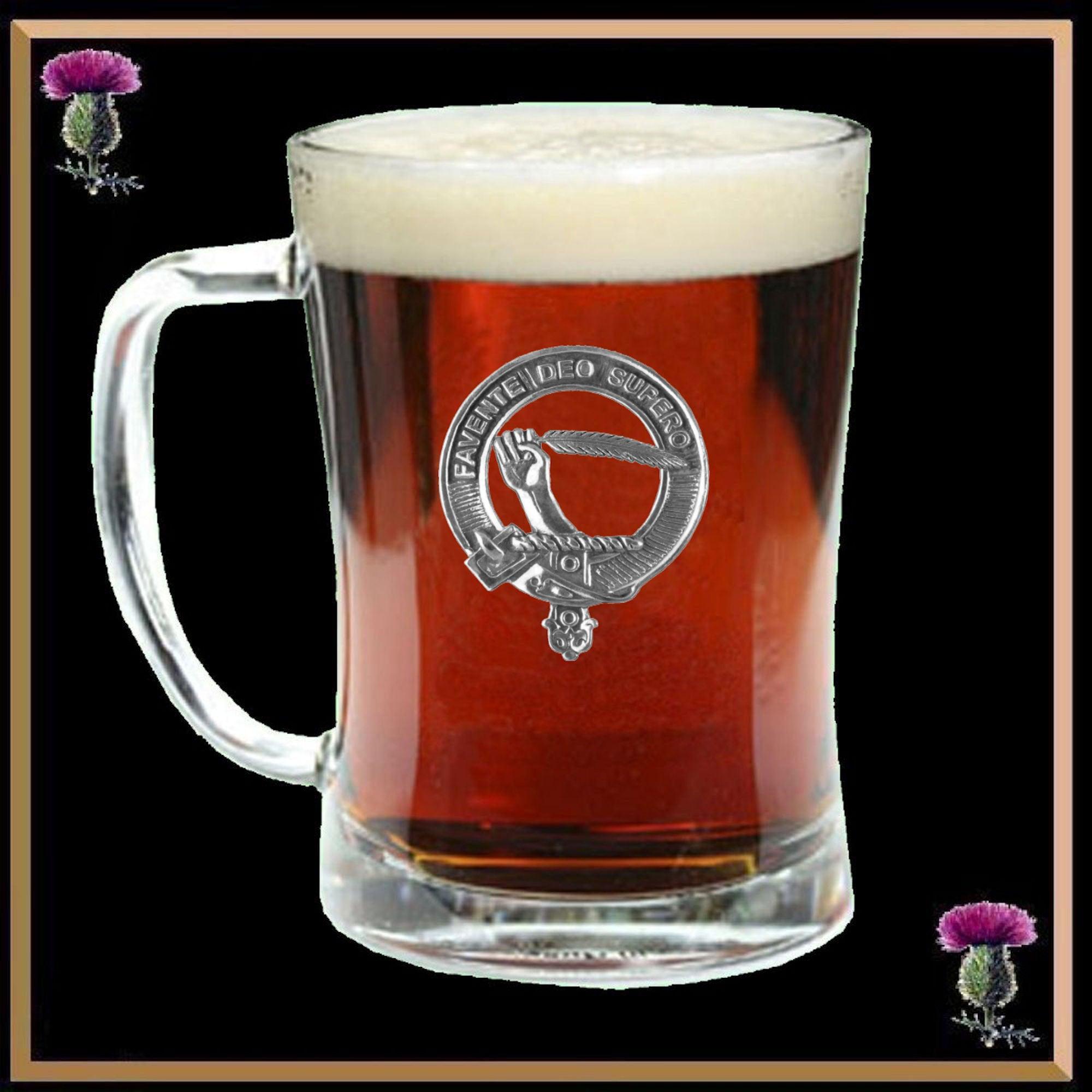 Mitchell Clan Crest Badge Glass Beer Mug