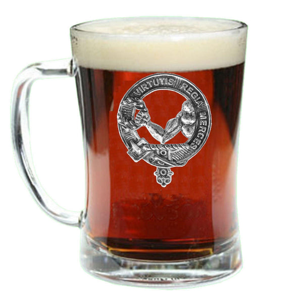 Skene Clan Crest Badge Glass Beer Mug