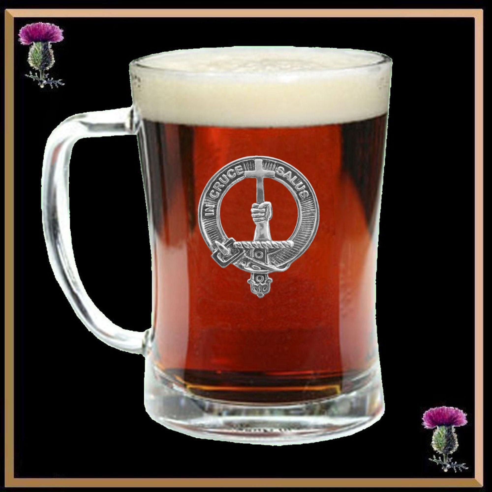Taylor Clan Crest Badge Glass Beer Mug