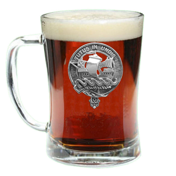 Wood Clan Crest Badge Glass Beer Mug